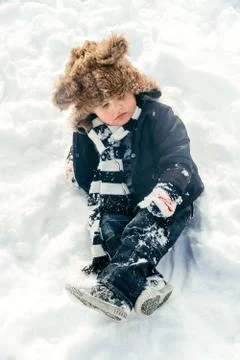 Boy having fun in winter Stock Photos