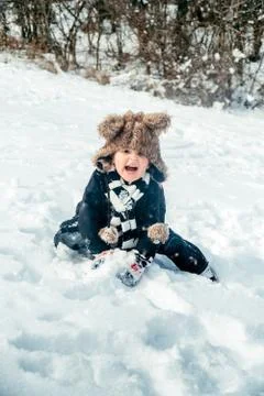 Boy having fun in winter Stock Photos