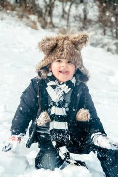 Boy having fun in winter Stock Photos