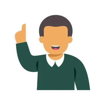 Boy having a new idea pointing up with finger Stock Illustration