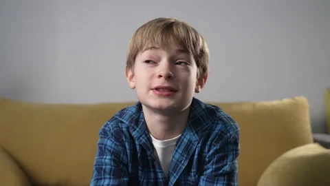 Boy having a video call at home. Stock Footage 172531183