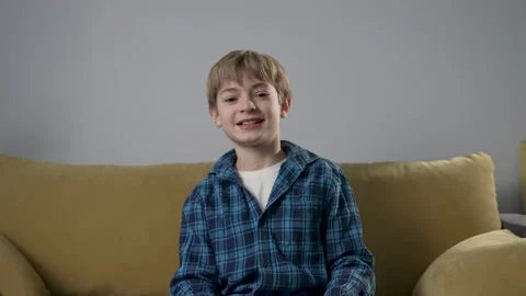 Boy having a video call at home. Stock Footage 190353859