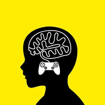 Boy head with brain made from game stick cable Stock Illustration