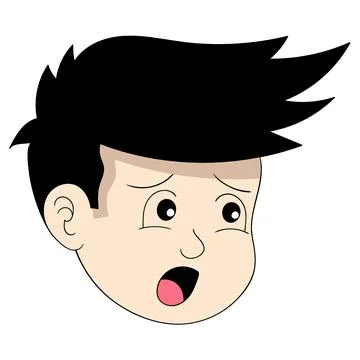 Boy head emoticon with facial expression afraid of being scolded Stock Illustration
