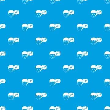 Boy head with speech bubble pattern seamless blue Stock Illustration