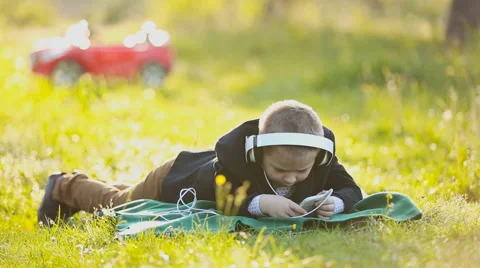 Boy with headphones Stock Footage 63799326
