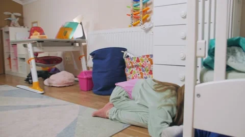 Boy Hiding Under The Bed Stock Footage 167737596