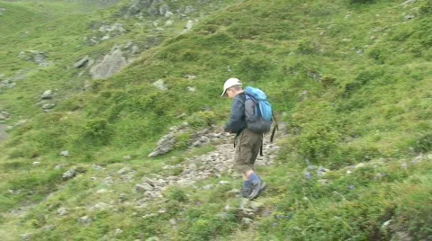 Boy hiking Stock Footage 808983