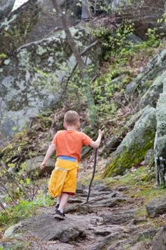 Boy hiking Stock Photos