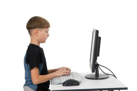 Boy on His Computer Stock Photos