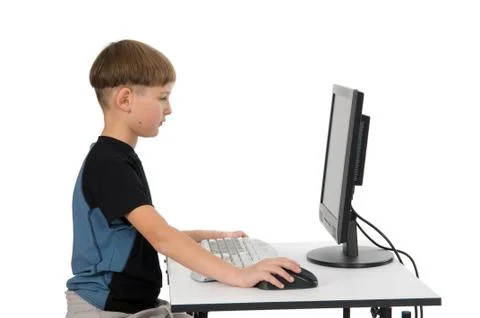 Boy on His Computer Stock Photos