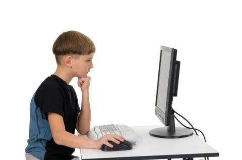 Boy on His Computer Stock Photos