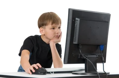 Boy on His Computer Stock Photos