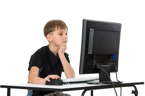 Boy on His Computer Stock Photos