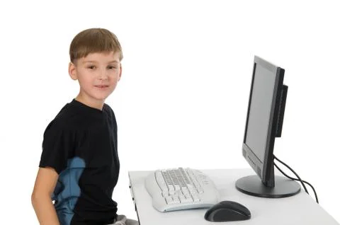 Boy on His Computer Stock Photos
