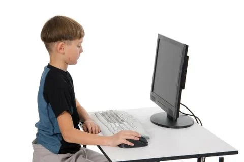 Boy on His Computer Stock Photos