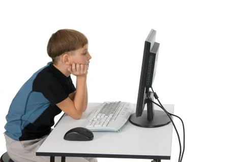 Boy on His Computer Stock Photos