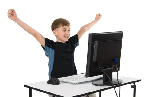 Boy on His Computer Stock Photos