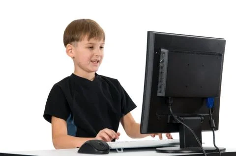 Boy on His Computer 写真素材