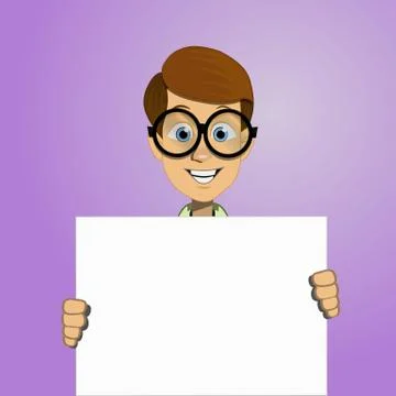 Boy holding a blank form Stock Illustration