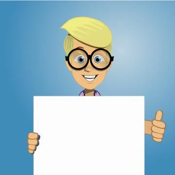 Boy holding a blank form Stock Illustration
