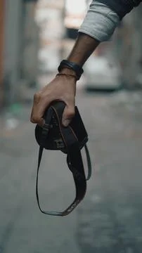 Boy holding a camera in hand Stock-Fotos