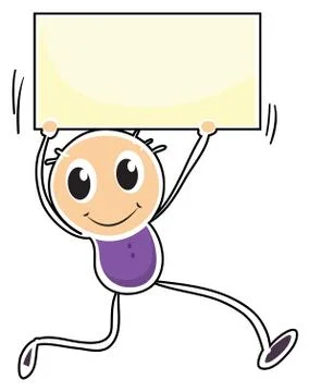 A boy holding an empty signage Illustrazione stock