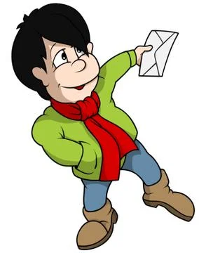 Boy Holding Envelope Stock Illustration