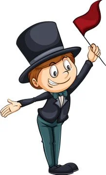 A boy holding a flag Stock Illustration