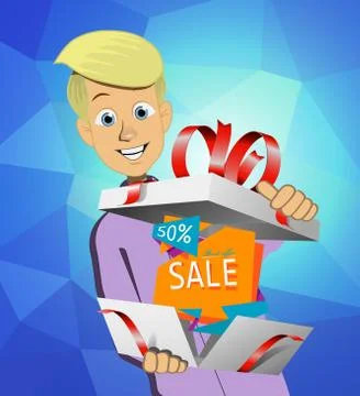 Boy holding a gift box Stock Illustration