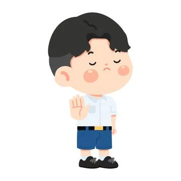 Boy Holding Hand Up in Stop Gesture Stock Illustration