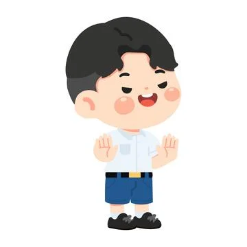 Boy Holding Hand Up in Stop Gesture Stock Illustration