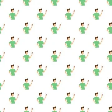 Boy holding ice cream pattern and enjoying summer snack Stock Illustration