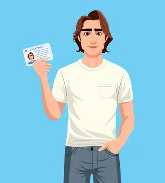 Boy holding ID passport vector illustration. Stock Illustration