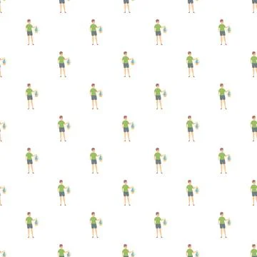 Boy holding lantern seamless pattern for lighting and guidance Stock Illustration