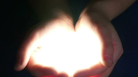 Boy Holding Light In Her Hands Video stock 45070075