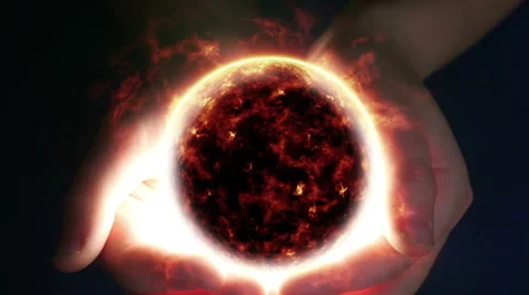 Boy Holding Sun In Her Hands Stock Footage 45095415