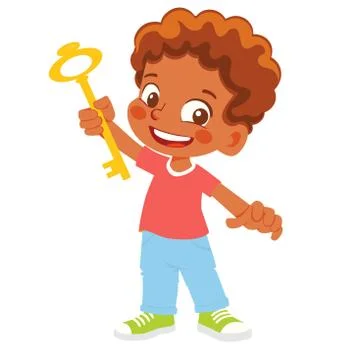 Boy holds key Stock Illustration