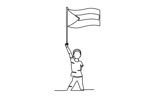 A boy holds up a Palestinian flag Stock Illustration
