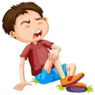 Boy hurting from accident Stock Illustration