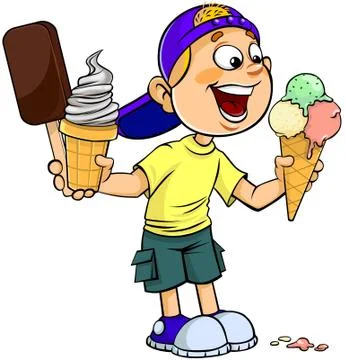 Boy with ice-cream Stock Illustration