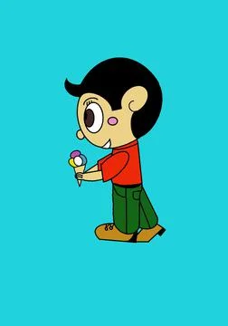 Boy with ice cream Stock Illustration