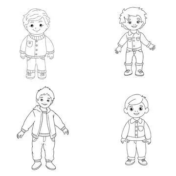 Boy illustration vector stroke outline graphic isolate on white background ic Stock Illustration