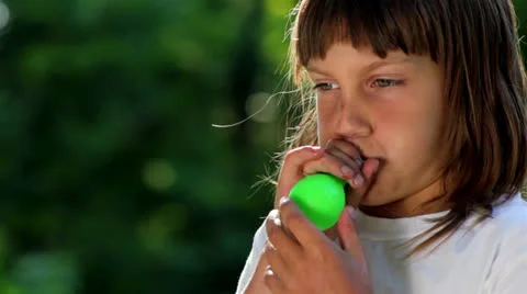 Boy inflates the balloon, portrait Video stock 24962191