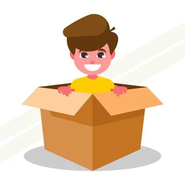 Boy-inside-the-box Illustrazione stock
