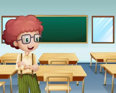 A boy inside the classroom 스톡 일러스트