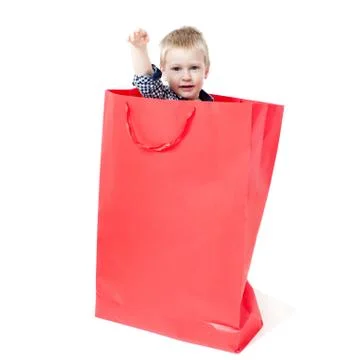 The boy inside packet Stock Photos