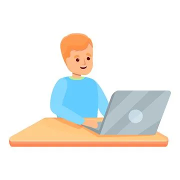 Boy internet programming icon, cartoon style 库存插图