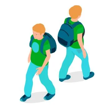 A boy is isometric in different angles. Stock Illustration