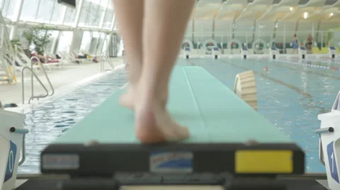 Boy Jump Diving Board (Cinestyle) Stockbeeldmateriaal 36956505